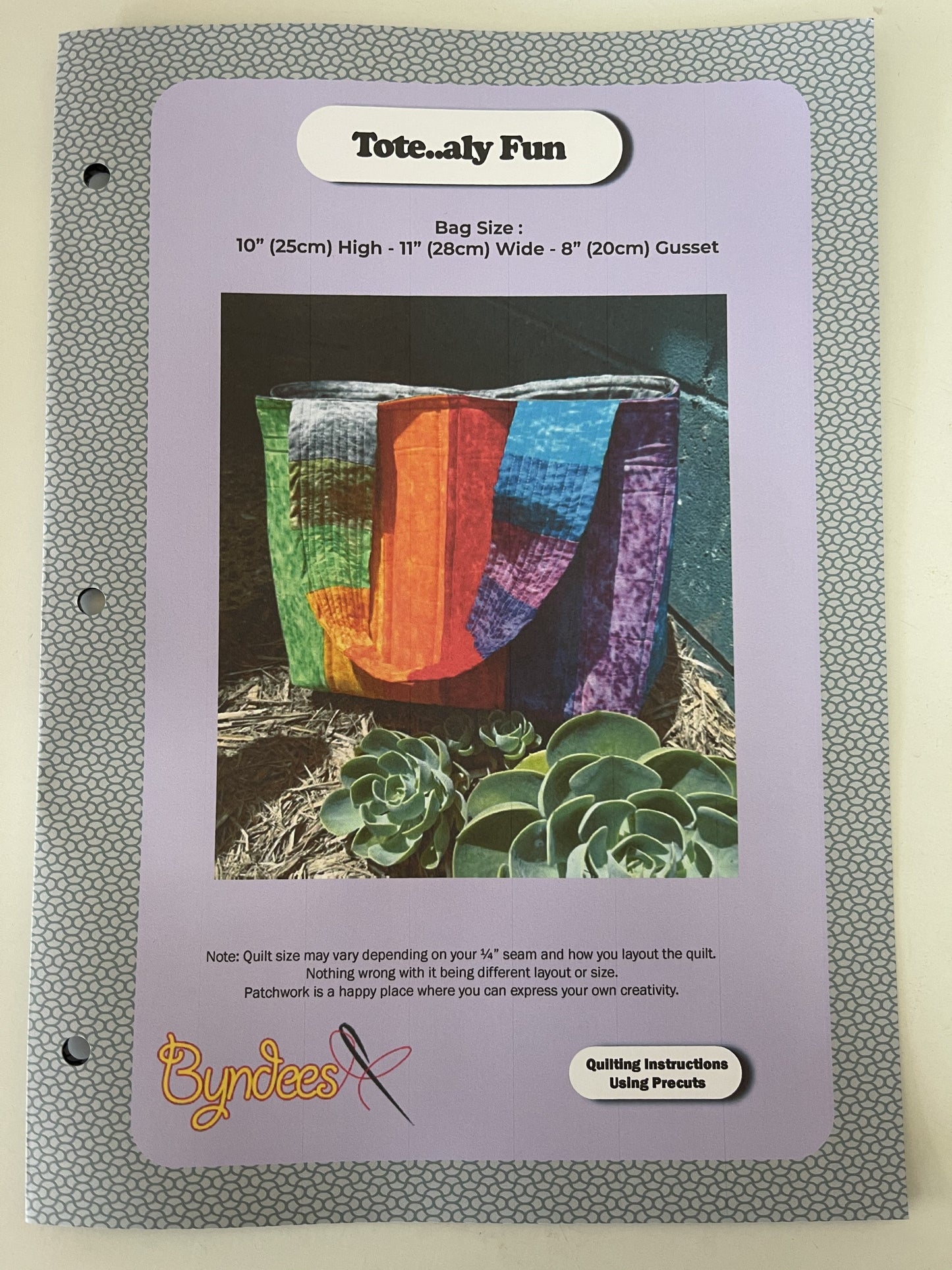 Tote..aly Bag Pattern - Using 2.5" Strips