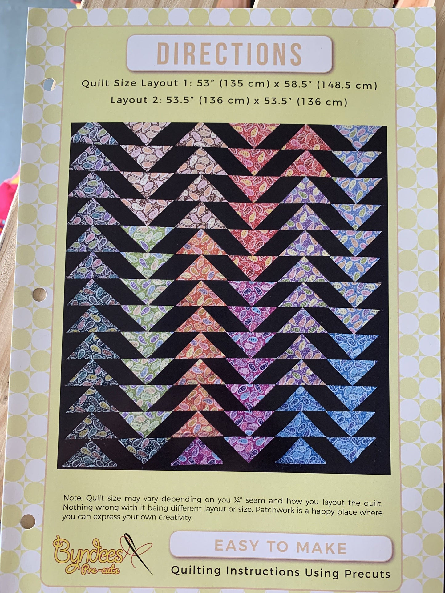 Directions Pattern - Using 5" Strips Byndees