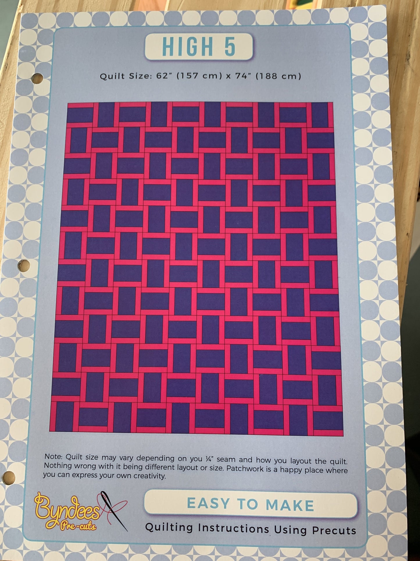 High 5 Pattern - Using 5" Strips Byndees