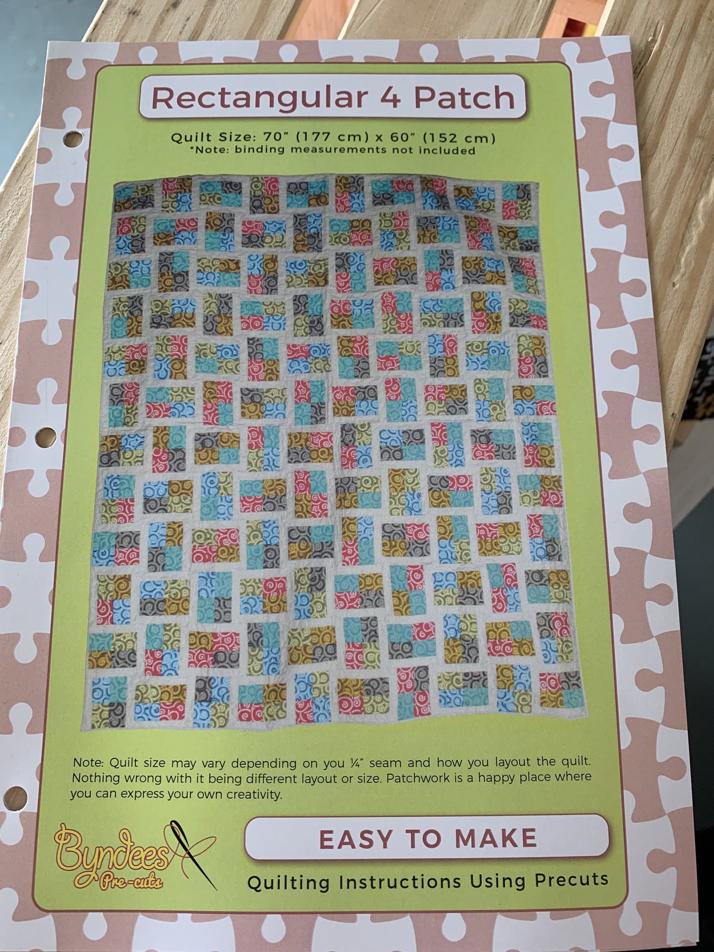 Rectangle 4 Patch Pattern - Using 2.5" Strips Byndees