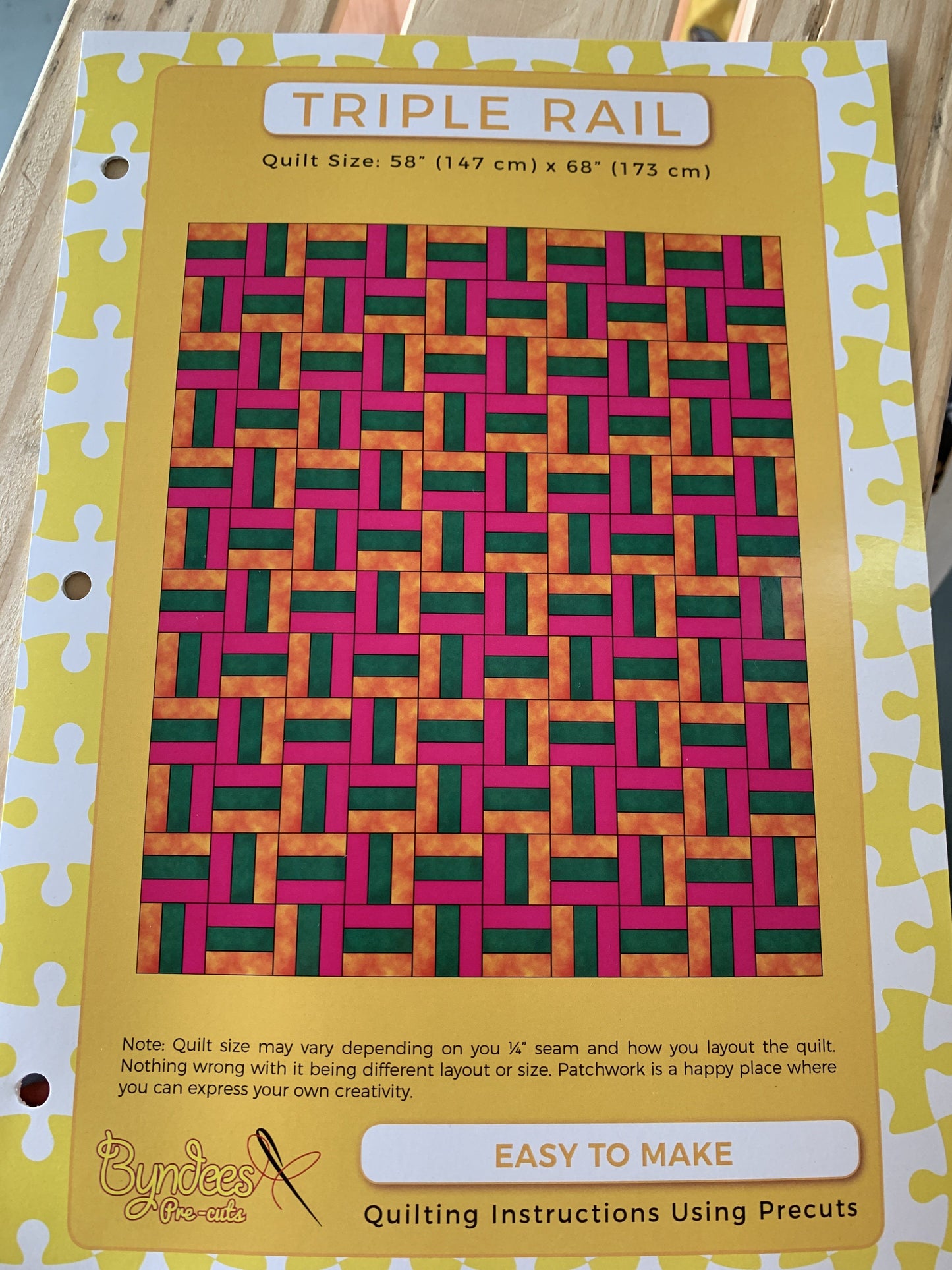 Triple Rail Pattern - Using 2.5" Strips Byndees