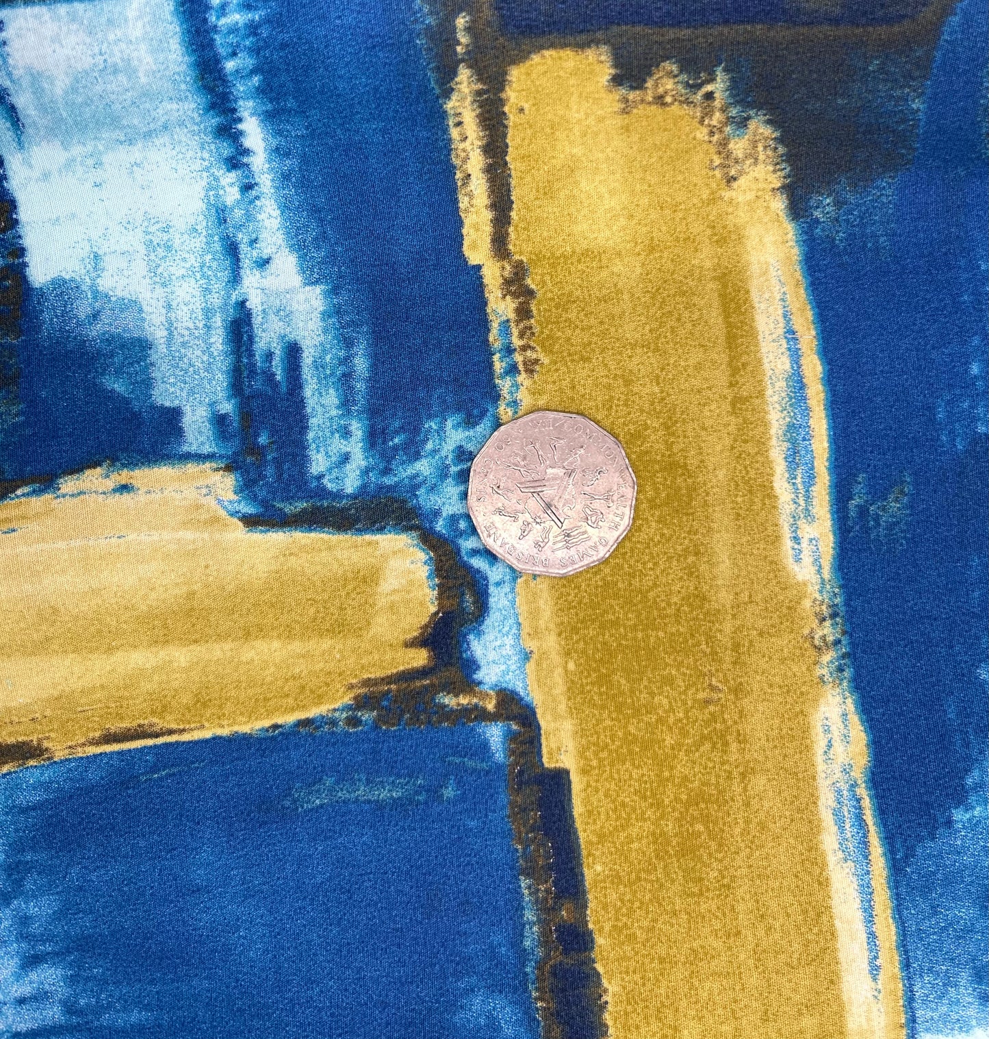 Paint Brush Splash Blue & Gold Tone