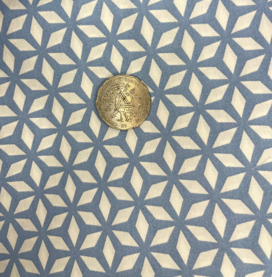 Geometric Pattern Light Blue on White