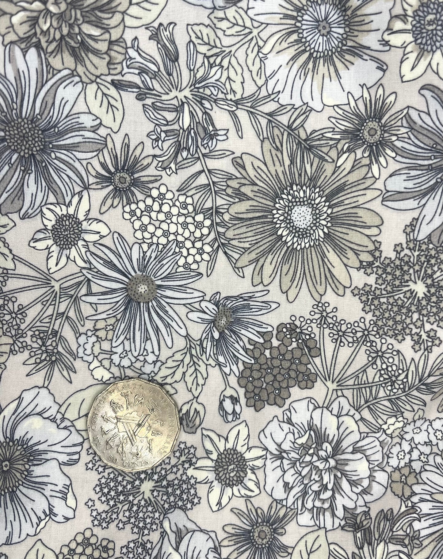 Fresh Flowers Grey and Cream Tone
