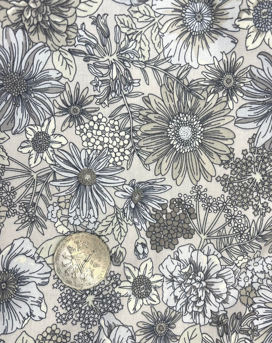 Fresh Flowers Grey and Cream Tone
