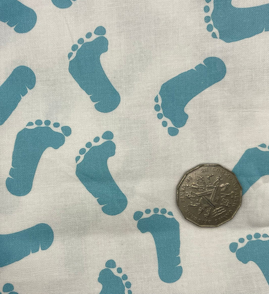 Blue Footprints on White