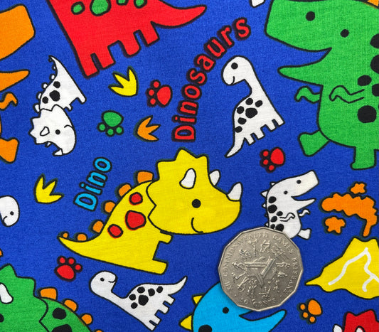 Bright Dinosaurs on Blue