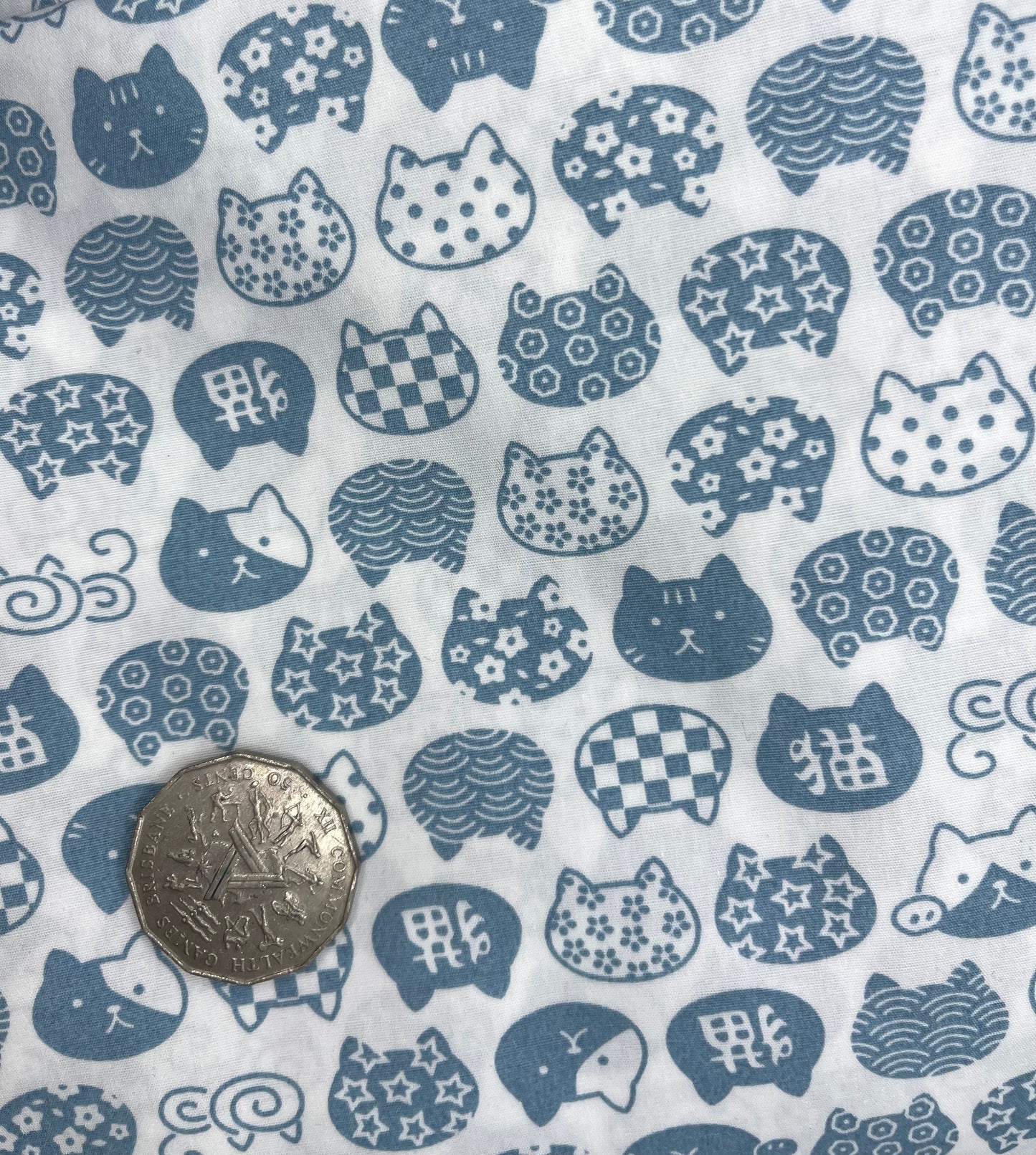 Blue Cat Heads on White