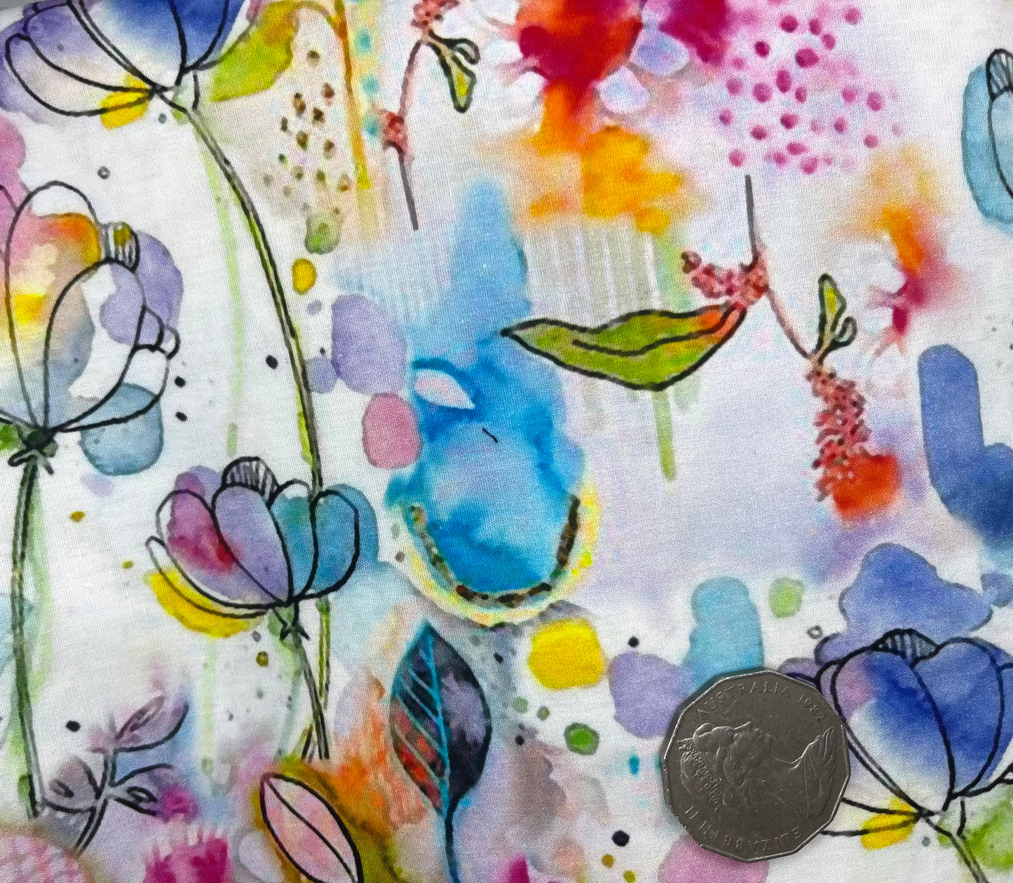 Bright Flowers outlined in Black Blue/Purple