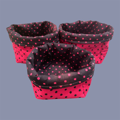 Fabric Boxes - Pink and Black Dots