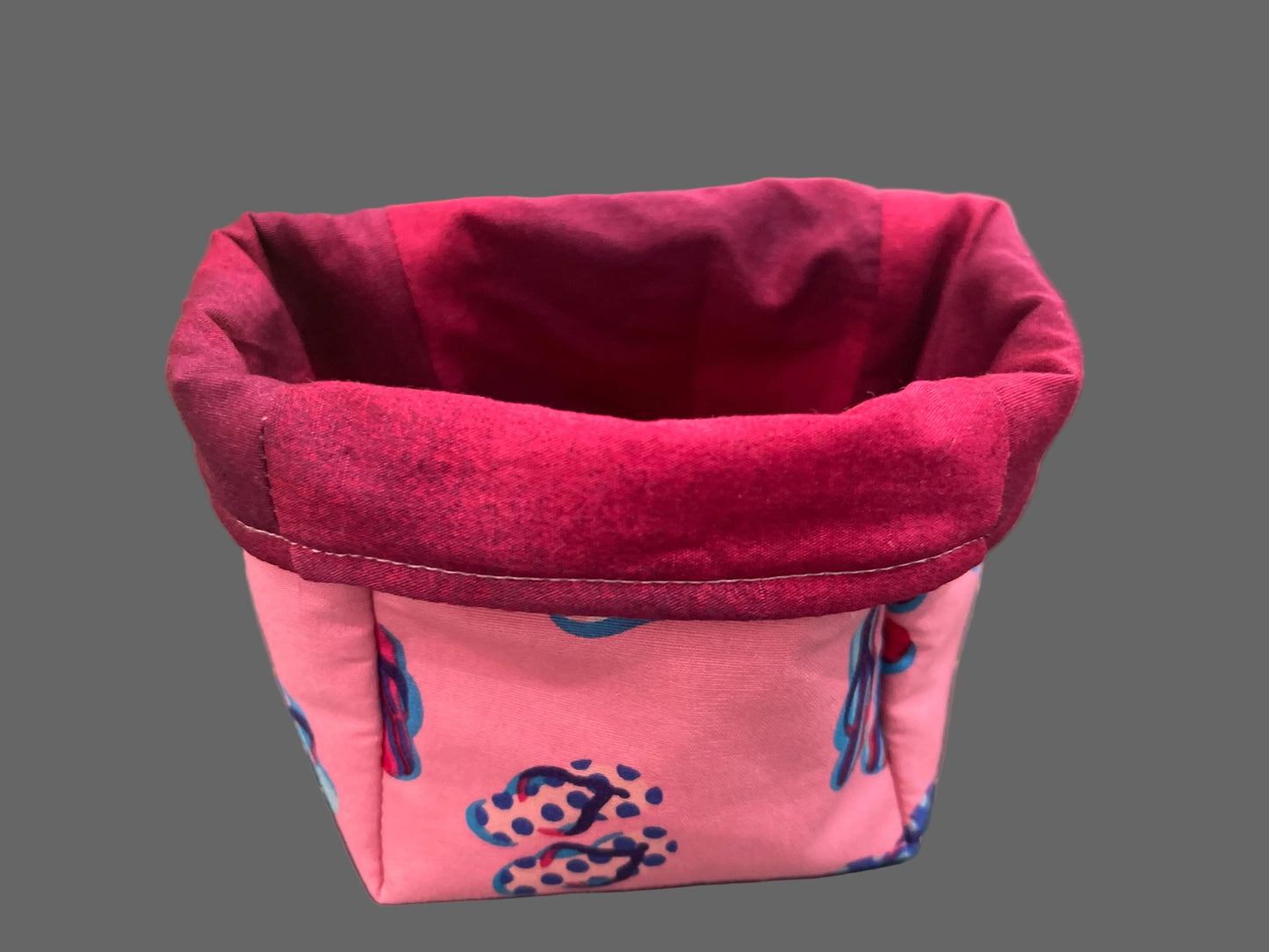 Fabric Boxes - Pink with Thongs with Red Lining
