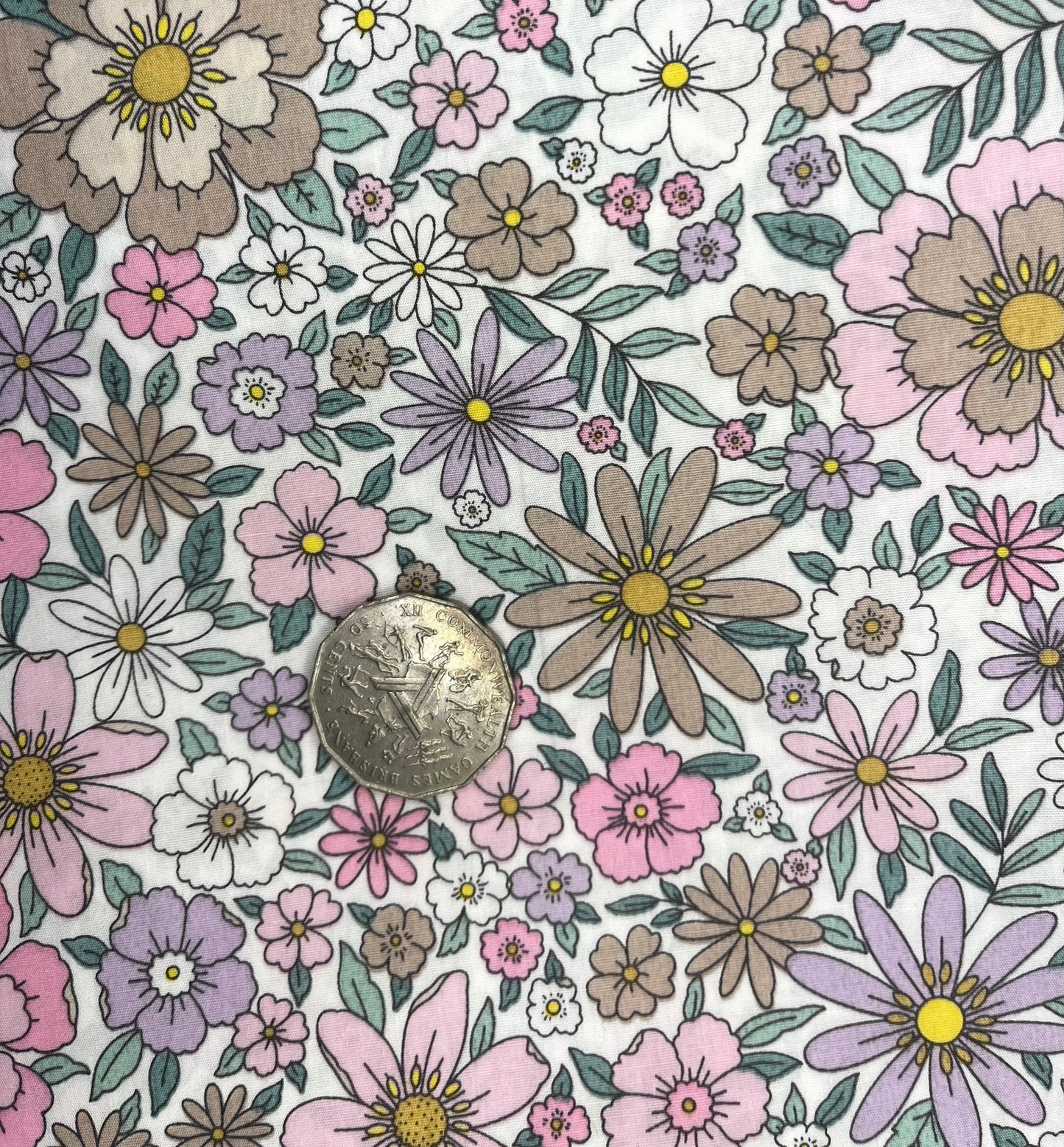 Fresh Bright Flowers Pink & Purple Tone on White