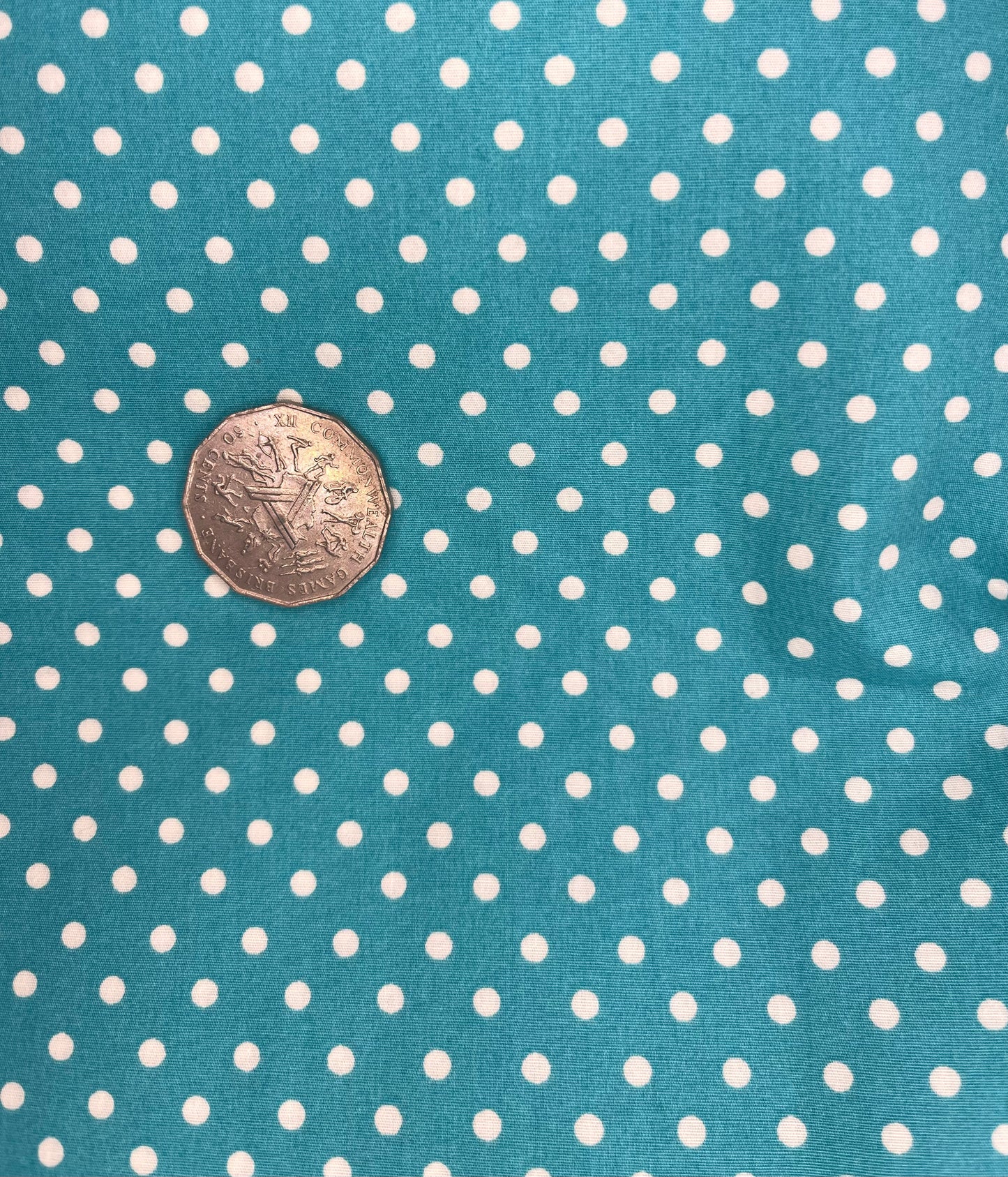 Aqua Blue with White Dots
