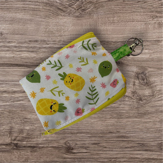 2 Pocket Zipper Keychain Purse - Pineapple