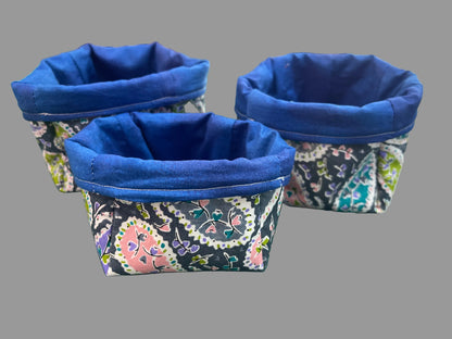 Fabric Boxes - Blue Paisley with Blue Lining