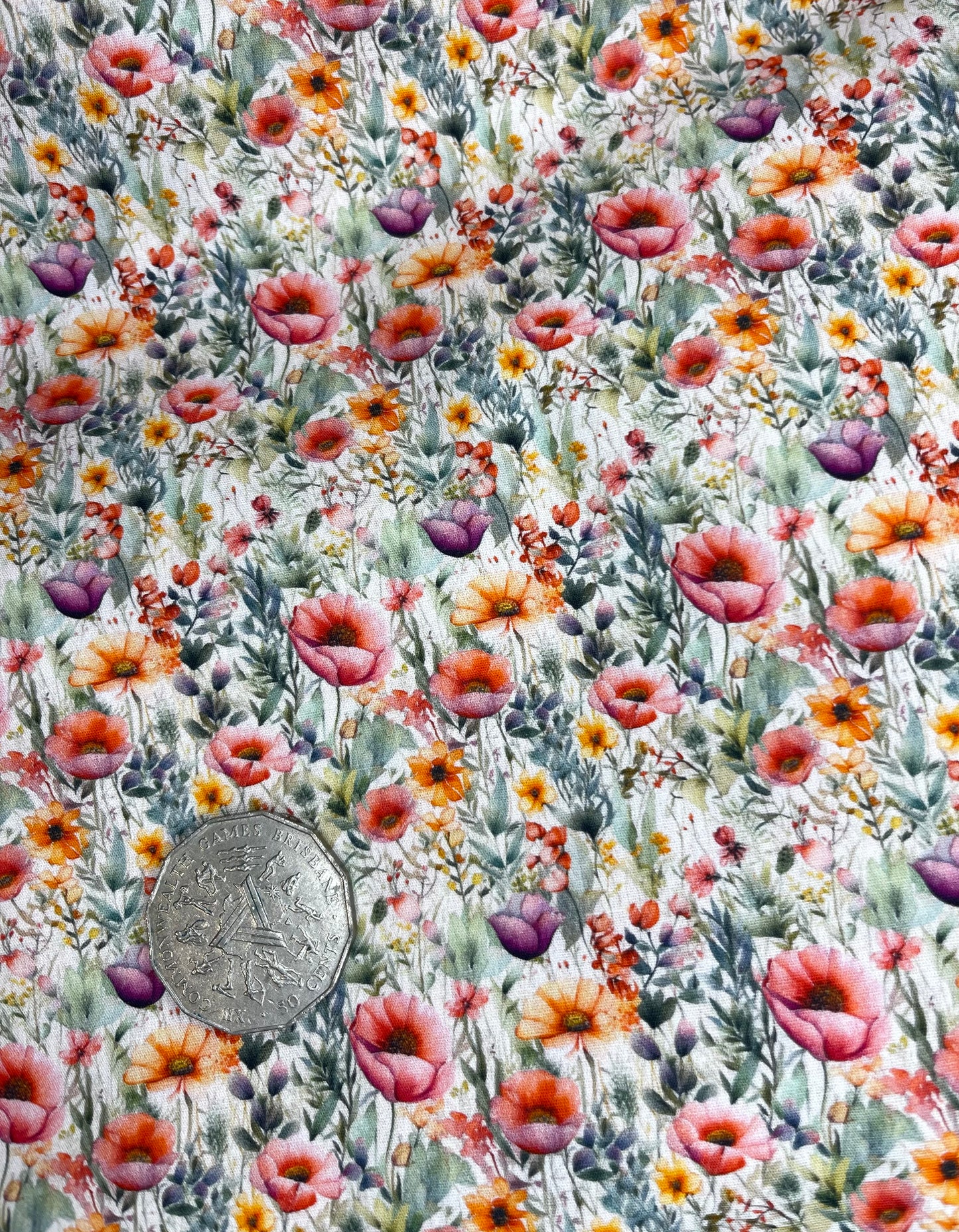 Flowers in a Field on White