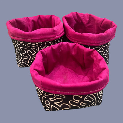 Fabric Boxes - Black & White with Pink Lining