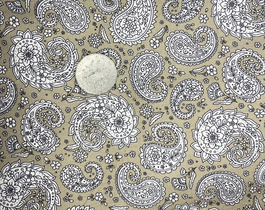 Paisley Khaki and Cream