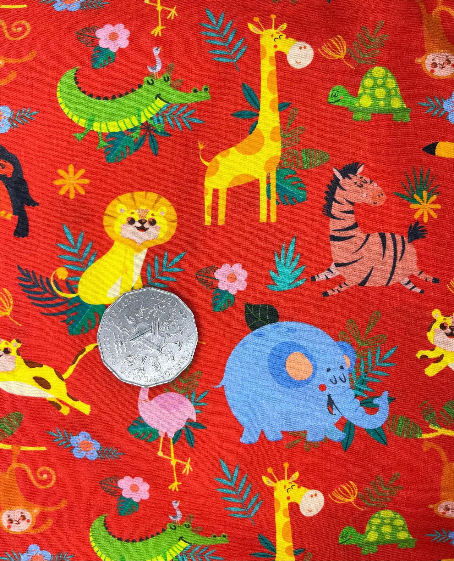 Cartoon Jungle Animals on Red