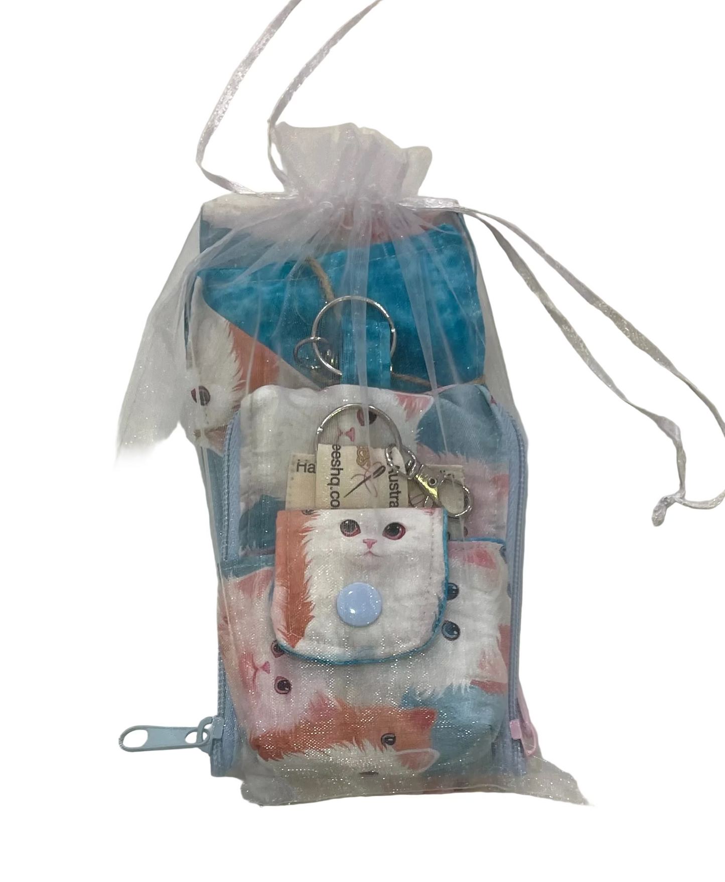 Accessories Kit - Pastel Cats w Lite Blue Lining