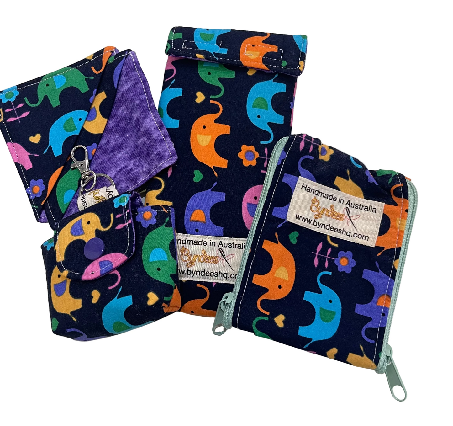 Accessories Kit - Colourful Elephants w Purple Lining