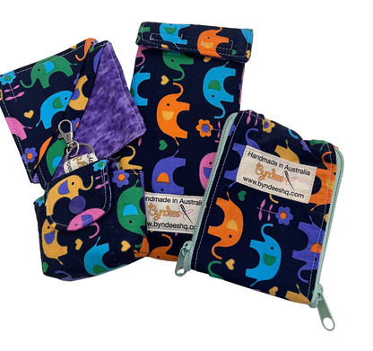 Accessories Kit - Colourful Elephants w Purple Lining