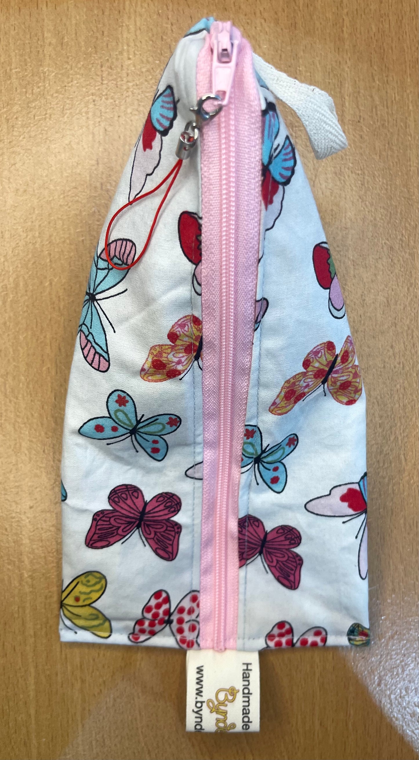 Triangle Pencil Case - Butterflies on White