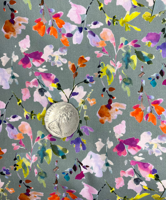 Bright Flowers on Grey