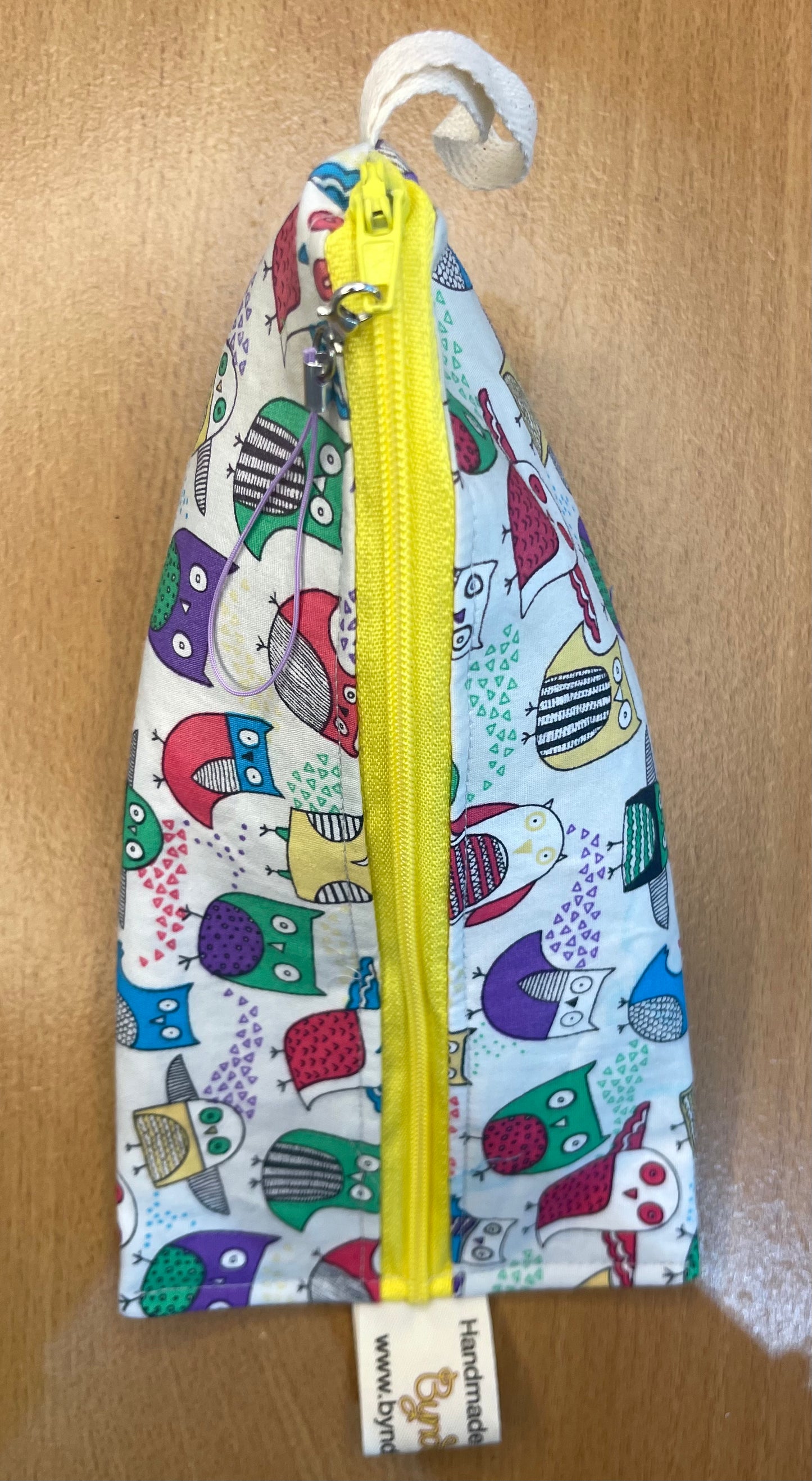 Triangle Pencil Case - Colourful Owls