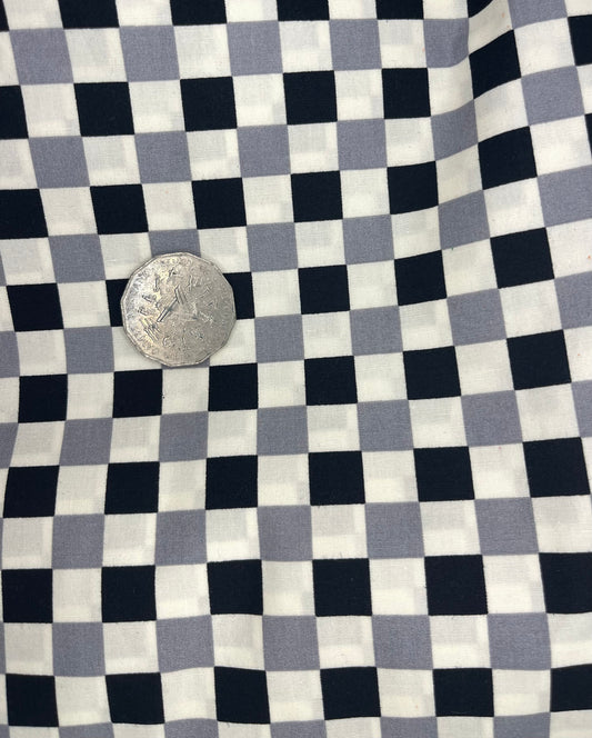 Black, Cream & Grey Checkerboard Print