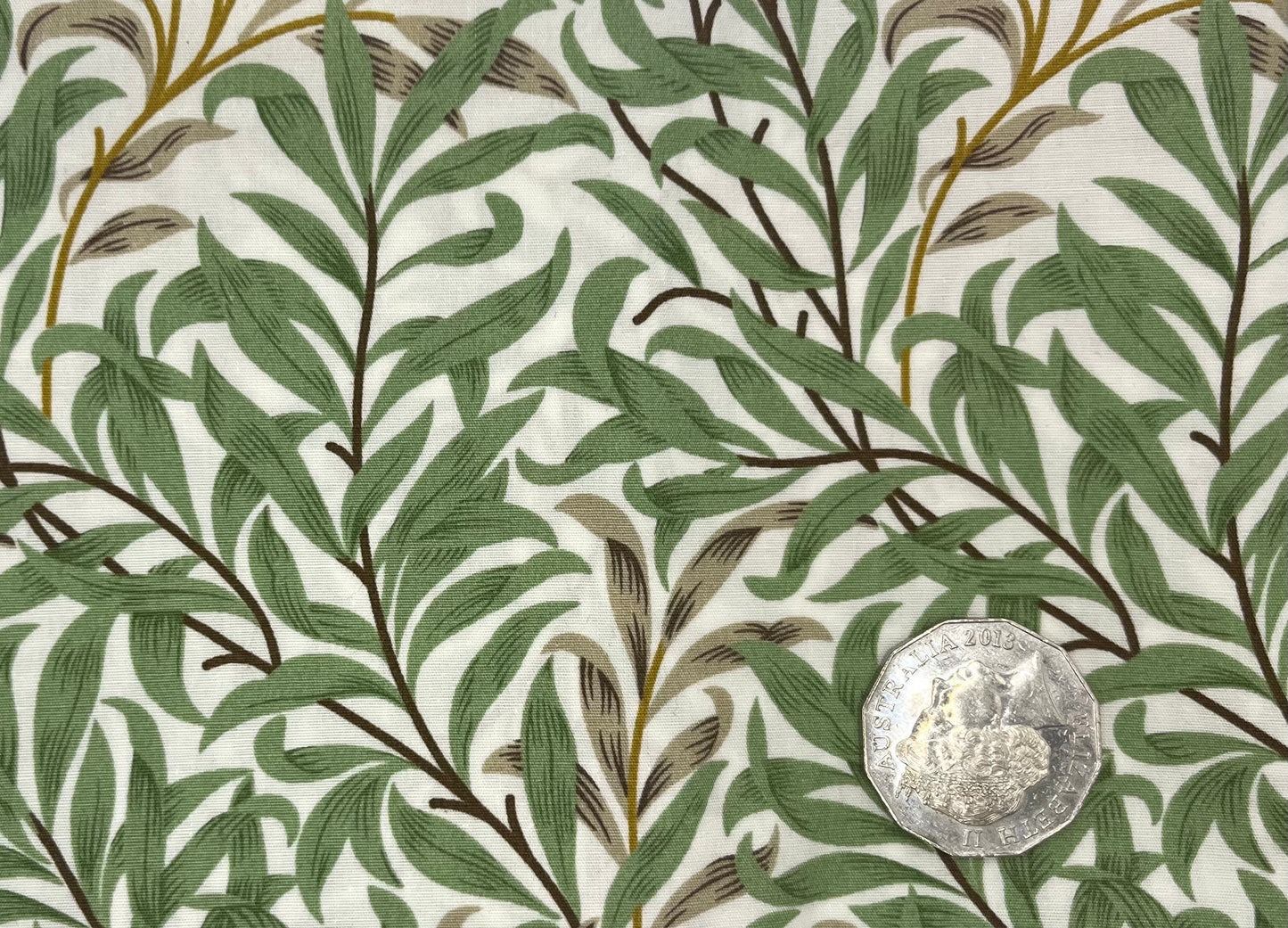 Green Fern Leaves on Cream