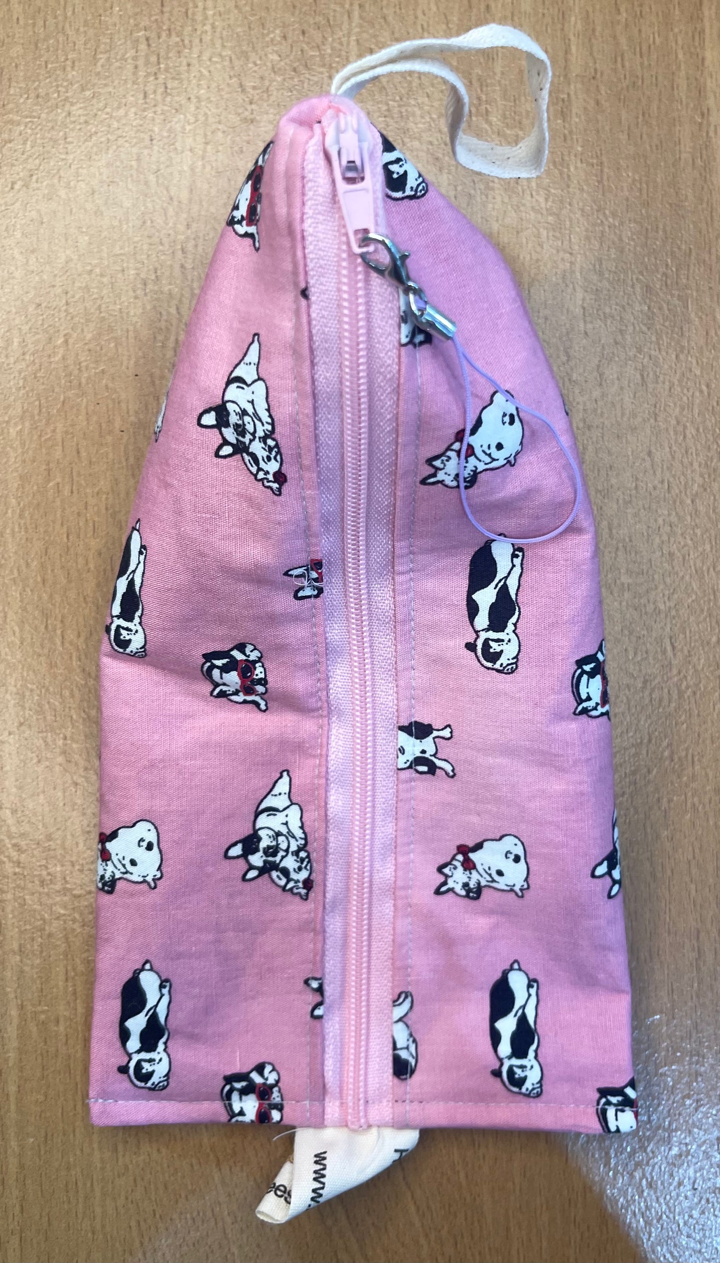 Triangle Pencil Case - Dogs on Pink