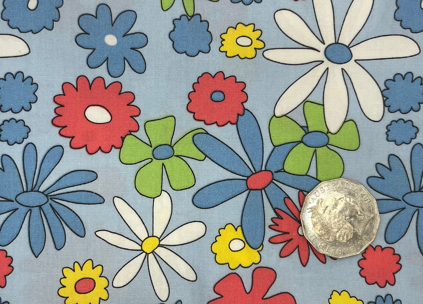 Bright Flowers on Blue