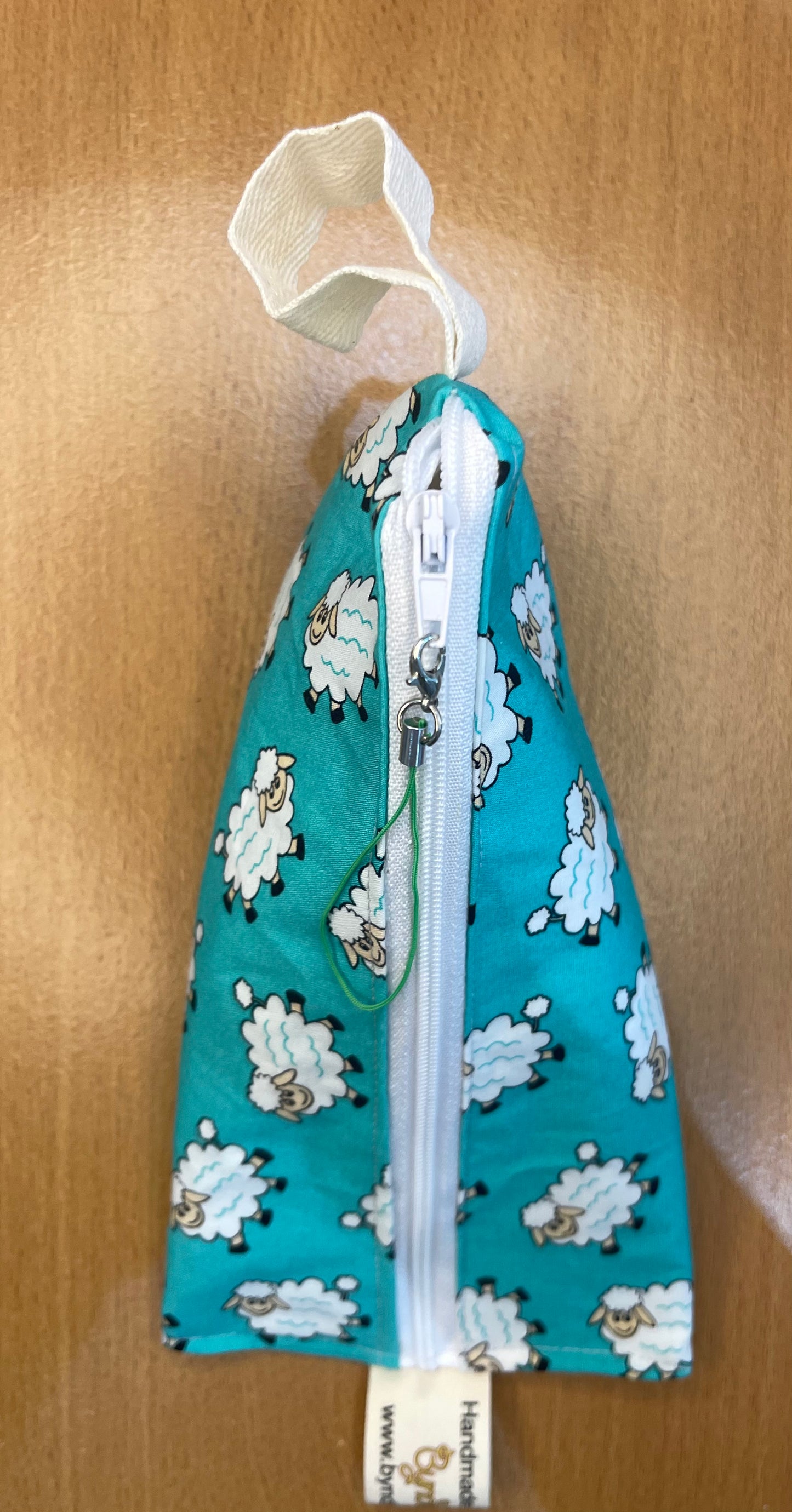 Triangle Pencil Case - Sheep on Green