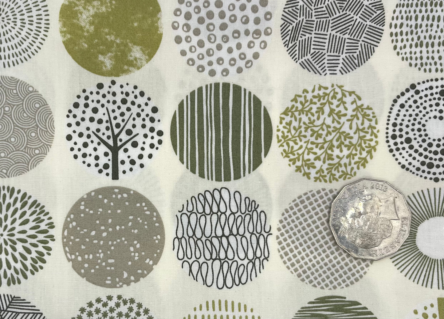 Trees & Leaves in Circles on Cream