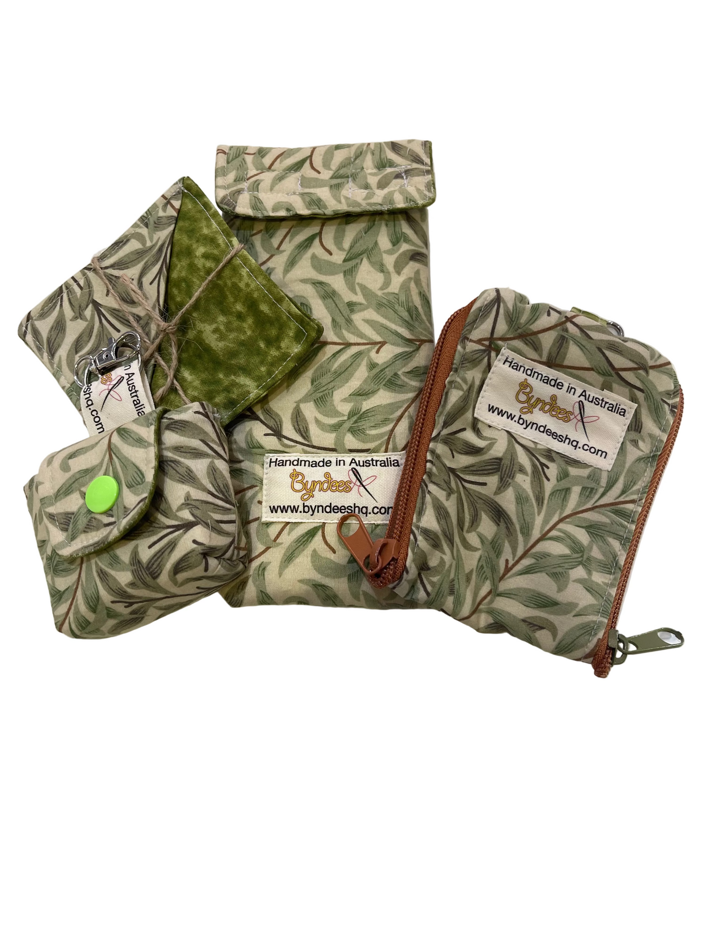 Accessories Kit - Leaves on Khaki w Olive Lining