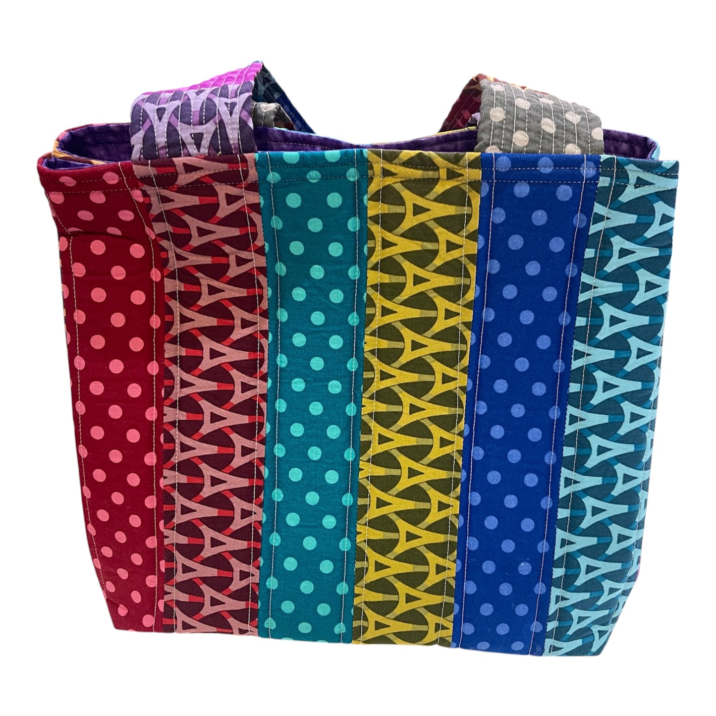 Totally Fun Bag - Dots and Arrows with Purple Lining