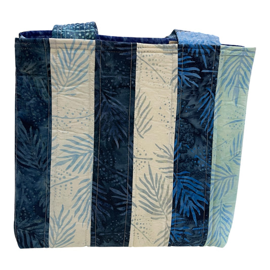 Totally Fun Bag - Beige Flowers & Stars with Blue Lining