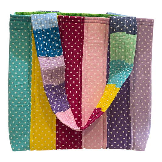 Totally Fun Bag - Pastel Dots with Green Lining