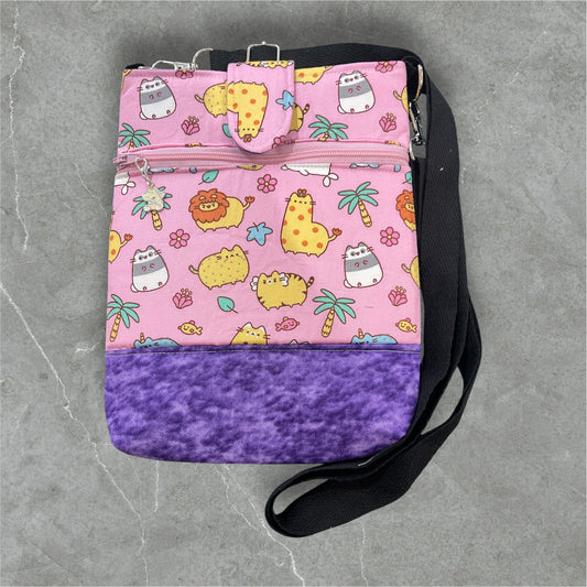 Mobile Phone & Wallet Bag - Cartoon Animals w Pink Lining