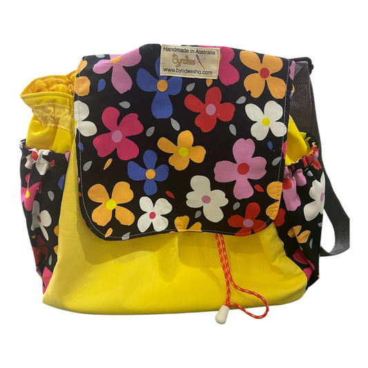 Toddler’s Backpack - Bright Flowers with Yellow