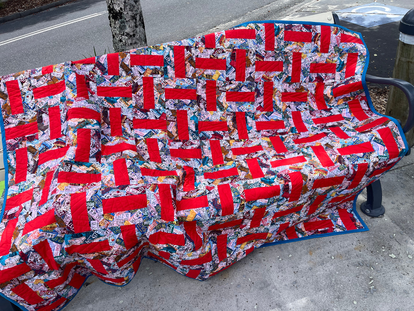 Number Plate Fabric Quilt Finished Size 56" x 68" Approx