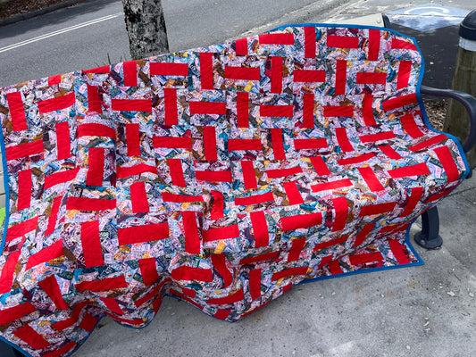 Number Plate Fabric Quilt Finished Size 56" x 68" Approx