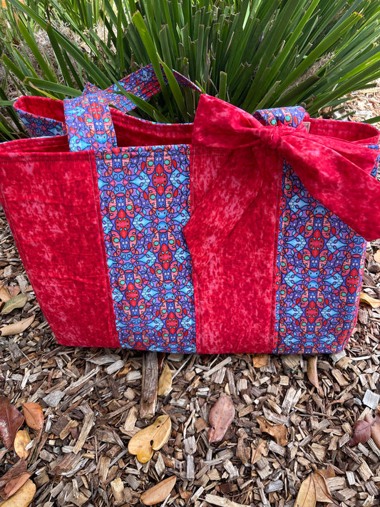 Envy Bag - Red & Purple Pattern with Red Lining