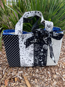 Envy Bag - Black & White Universe Pattern with Blue Lining