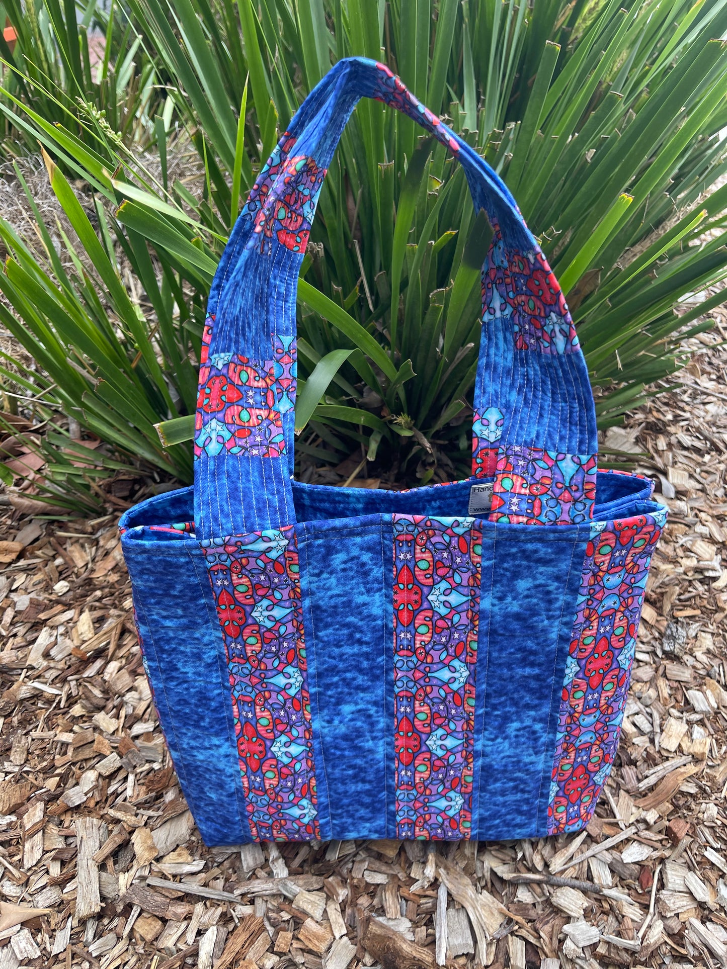Totally Fun Bag - Red & Purple Pattern with Blue Lining