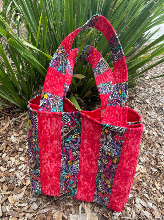 Totally Fun Bag - Music Fabric with Red Lining