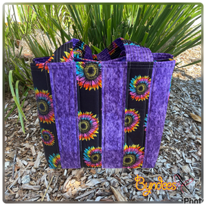 Totally Fun Bag - Bright Flowers with Purple Lining
