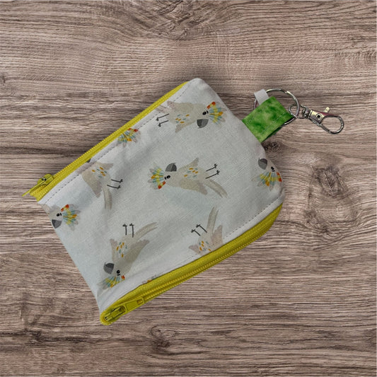 2 Pocket Zipper Keychain Purse - Cockatoo