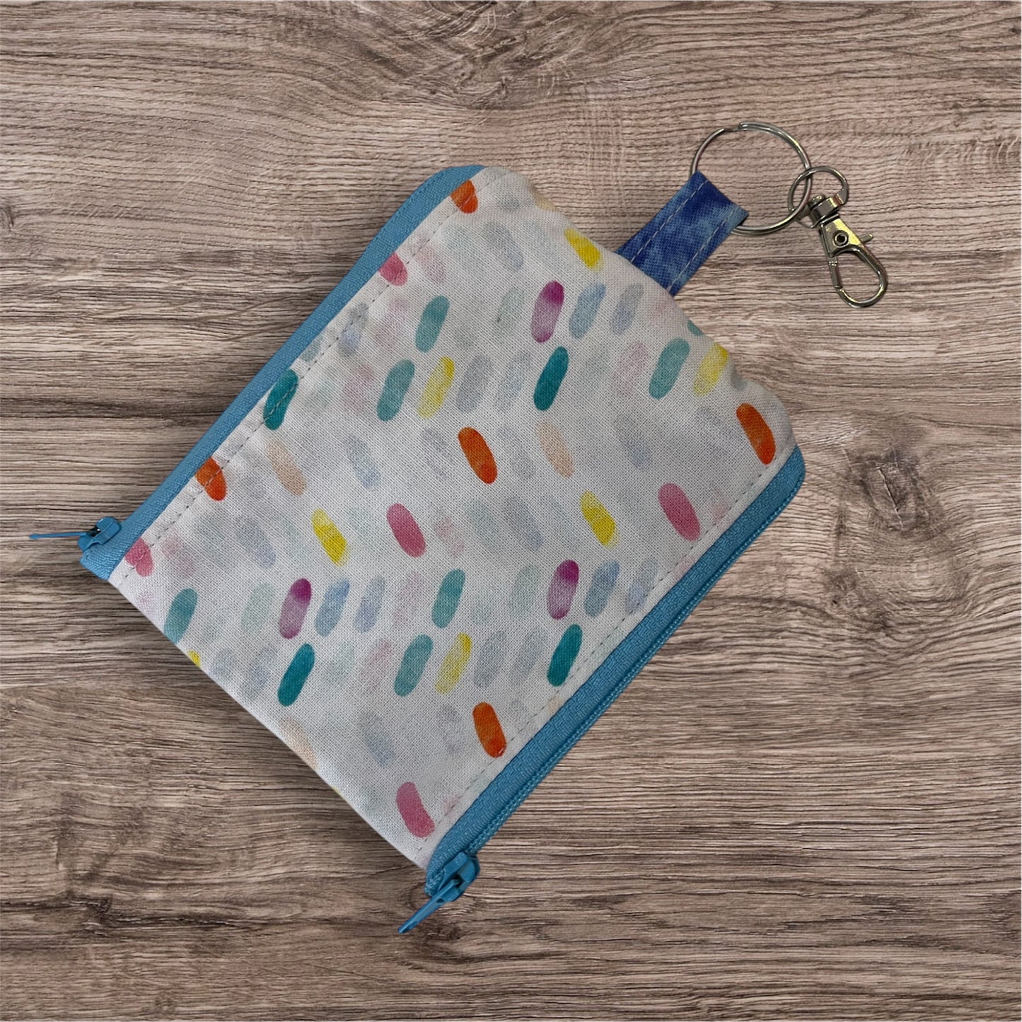 2 Pocket Zipper Keychain Purse - Coloured Splashes